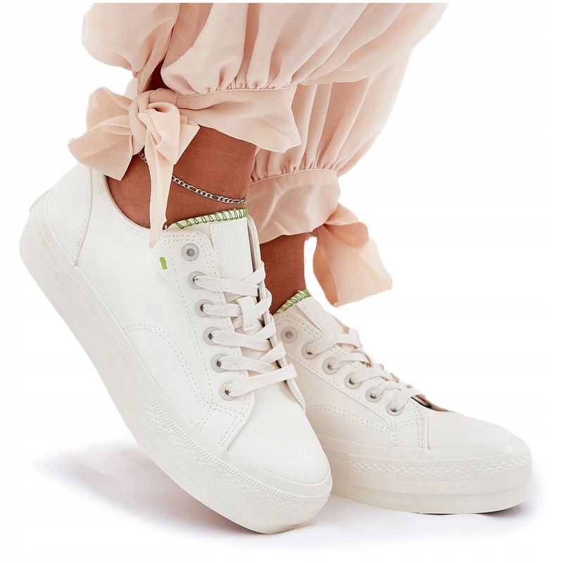 Dámské Eko Kožené Tenisky Na Platformě RR274A295 Bílé 41