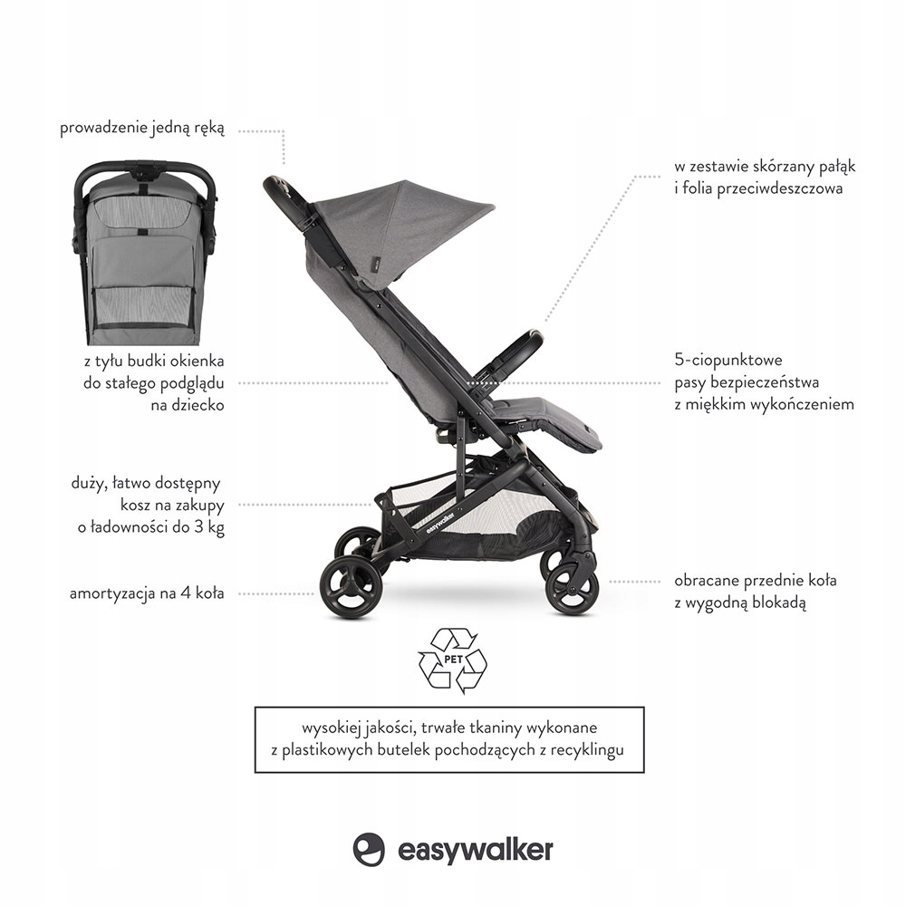 Easywalker Miley2 - Lekki Wózek Spacerowy + TORBA Model Miley 2