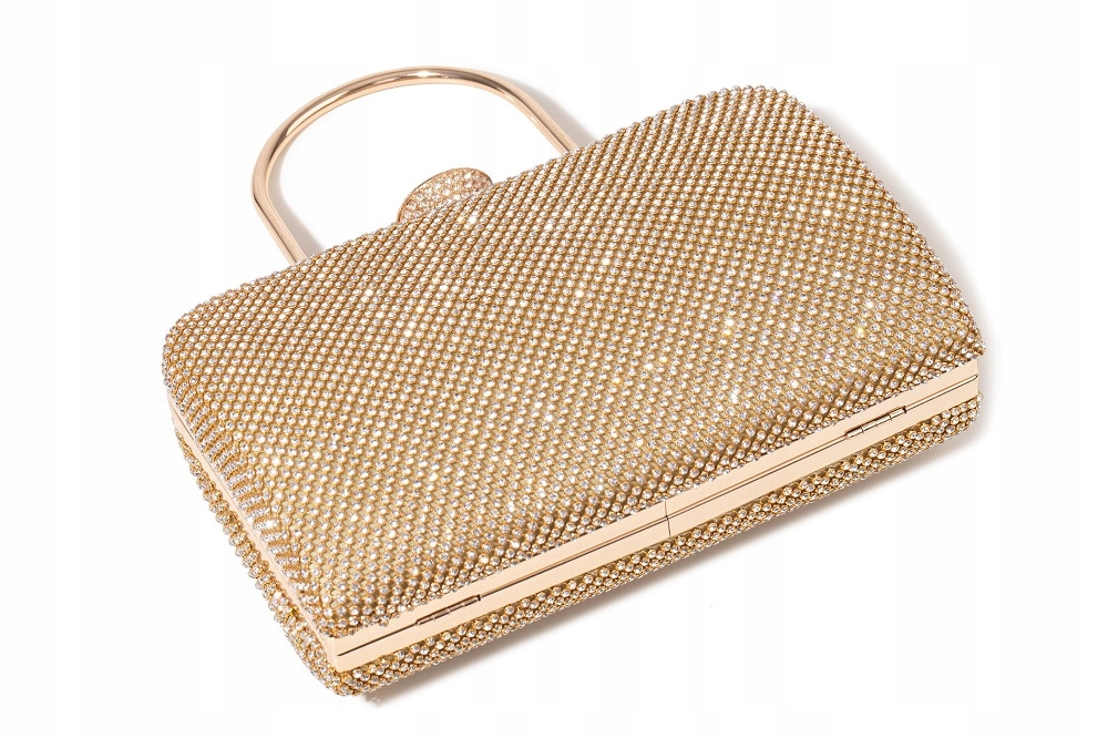 TOREBKA PUZDERKO WIECZOROWA WIZYTOWA KOPERTÓWKA Model brokatowa torebka na talefon na ramię na łańcuszku