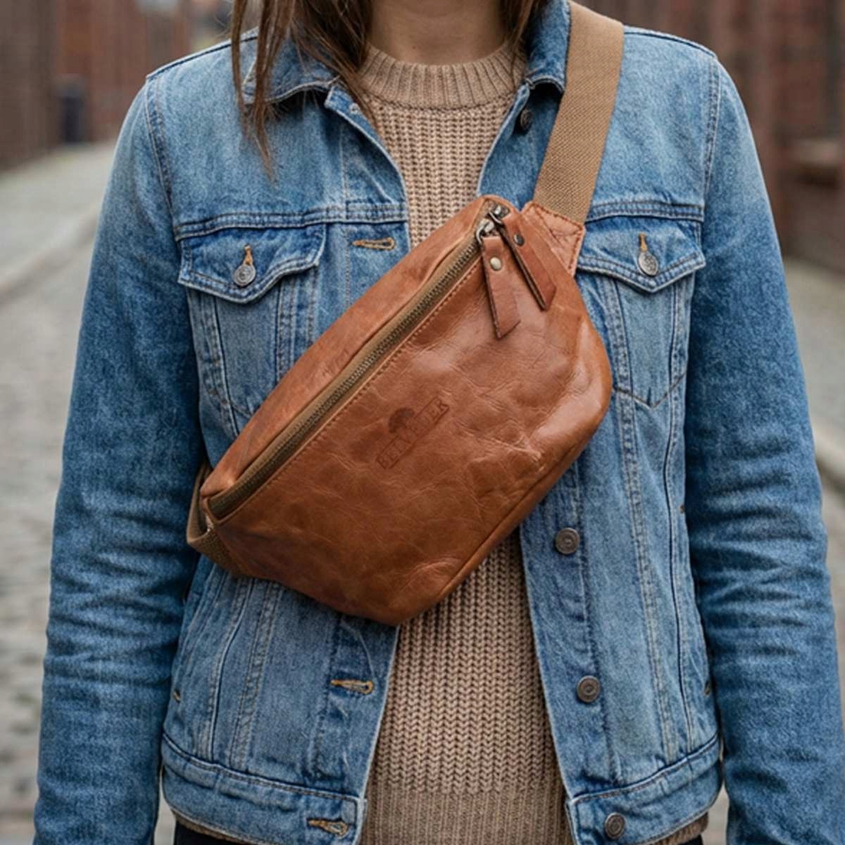 Dámská kožená kabelka typu vintage cross body Hnědá Belveder B-FB2G