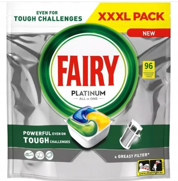 Fairy Platinum All in One Lemon kapsułki do zmywarki cytrynowe 96 szt.