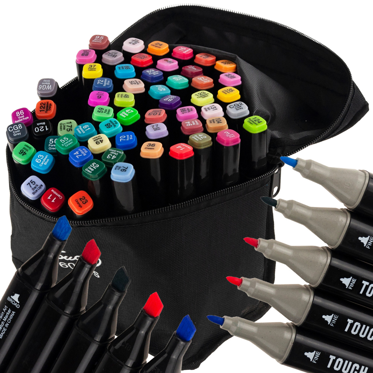 ZAKREŚLACZE MARKERY MAZAKI PISAKI DWUSTRONNE 60SZT