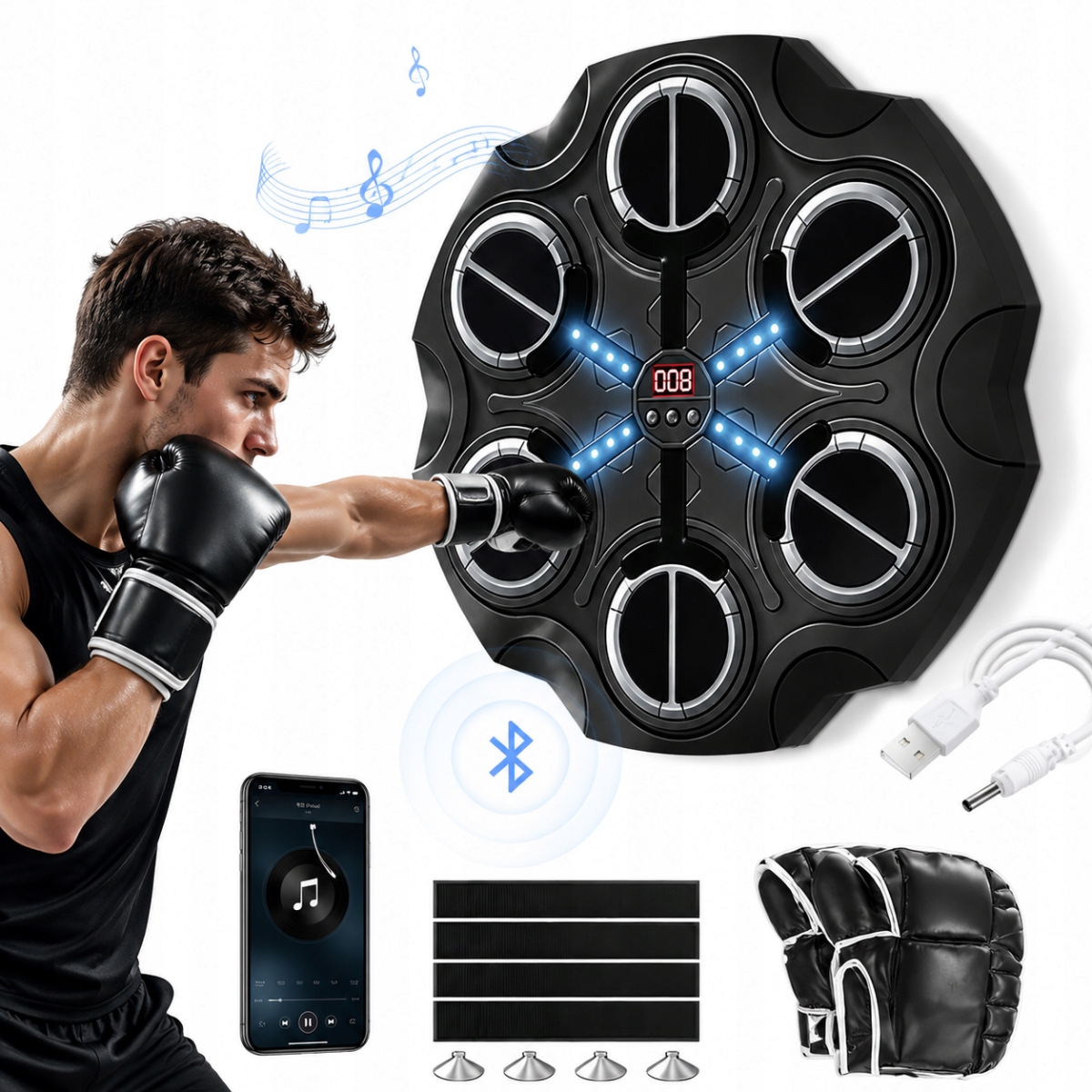 Dziecięca Maszyna Do Boksu Muzycznego Bluetooth Tarcza Bokserska