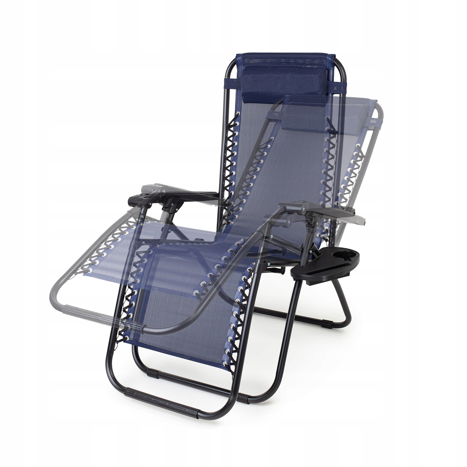 FOTEL OGRODOWY LEŻAK PLAŻOWY KRZESŁO Z ZAGŁÓWKIEM SKŁADANE ZERO GRAVITY Maksymalne obciążenie 120 kg