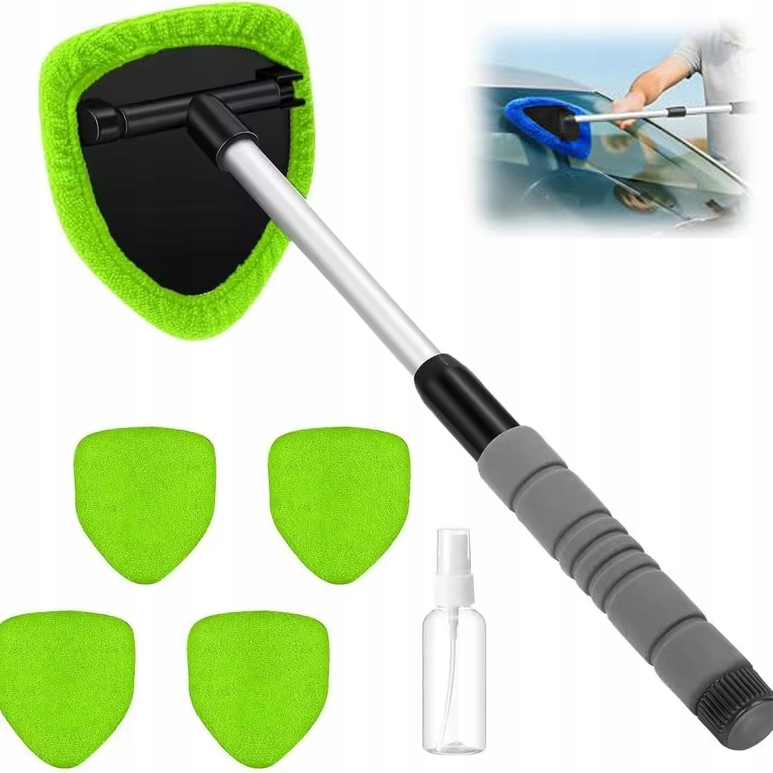 Car Mirror Window Washer Brush Mop Water Squeegee Rotary