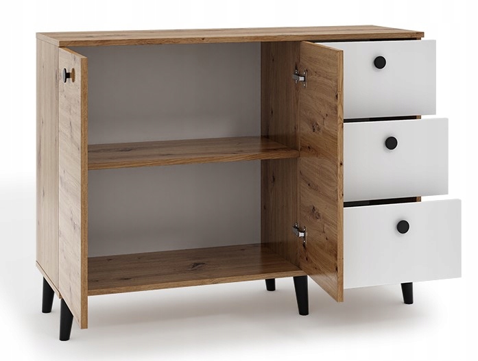 Komoda z szufladami C2 120 cm Dąb Artisan/Biały Kod producenta Komoda C2