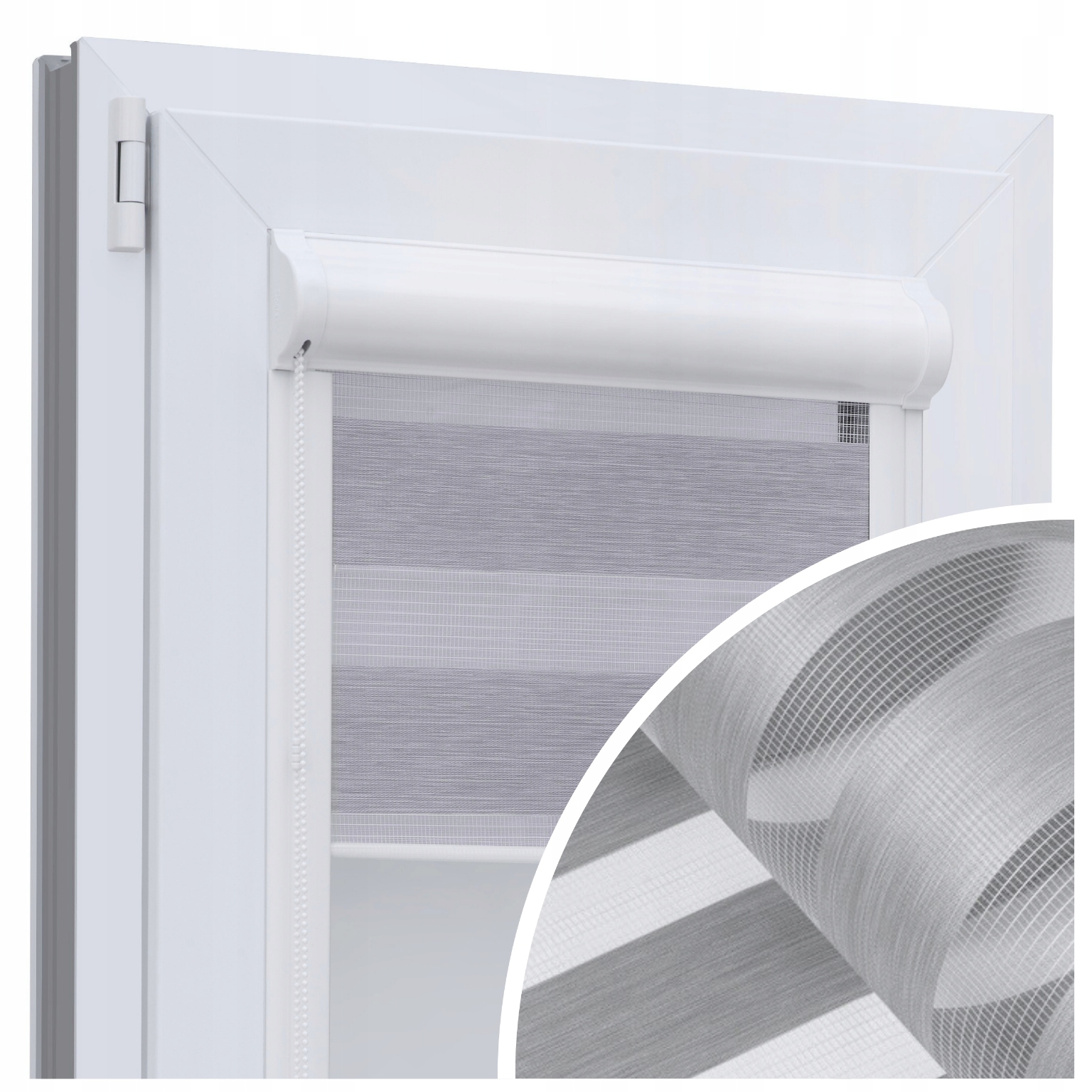 Roleta Deň Noc v kazete s vodiacimi lištami 148 x 150 cm Šedé rolety na mieru