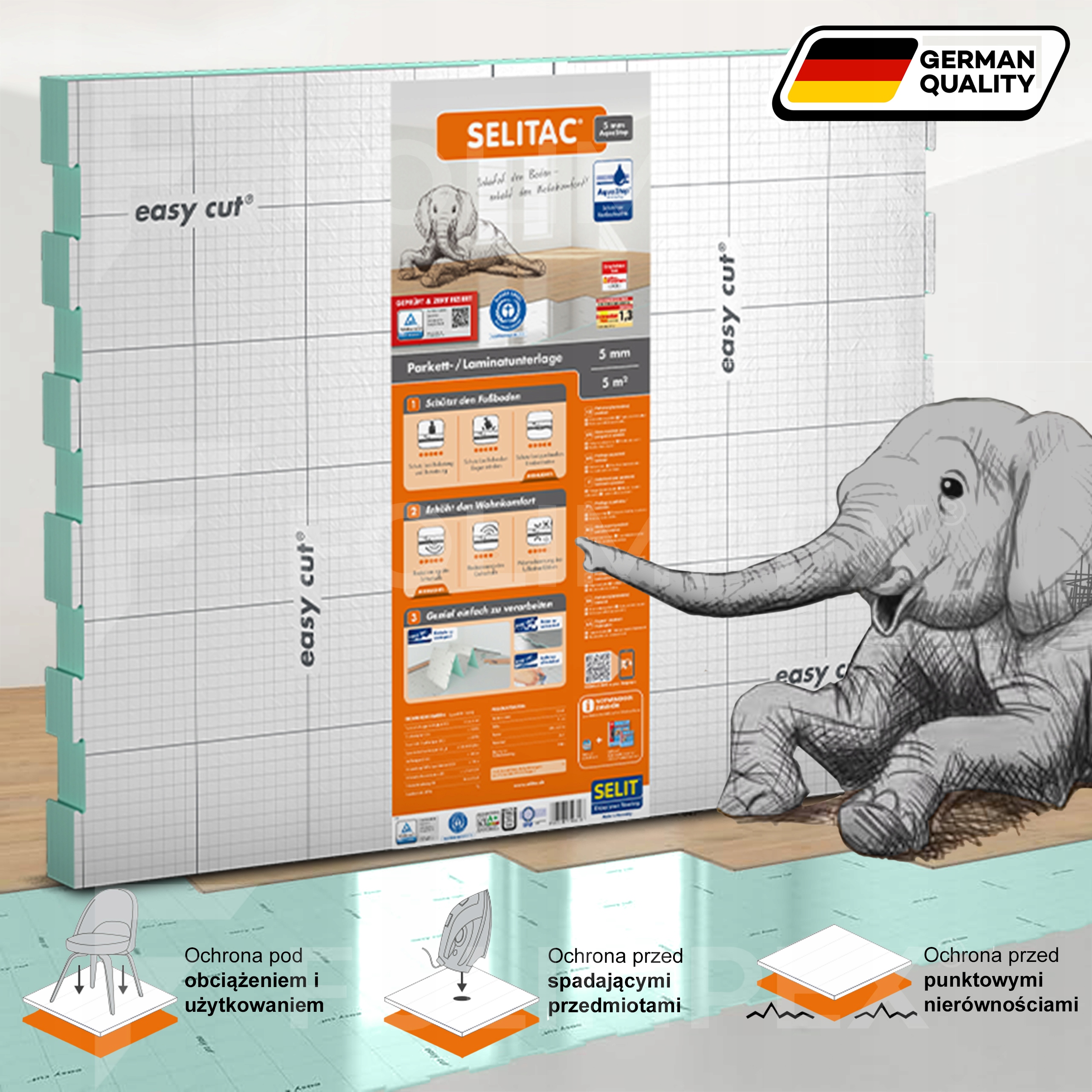 PODKŁAD SELITAC 5mm AQUA STOP 5m2 PUZLE POD LAMINAT EAN (GTIN) 4002245706613