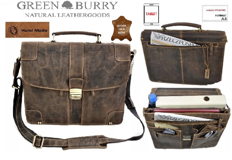 TECZKA NA LAPTOP SKÓRA VINTAGE GREENBURRY 1709M-25
