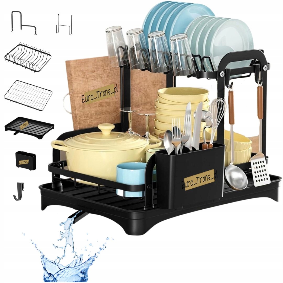 Levně Odkapávač Na Nádobí s odtokem Odkapávač na nádobí Černá Premium