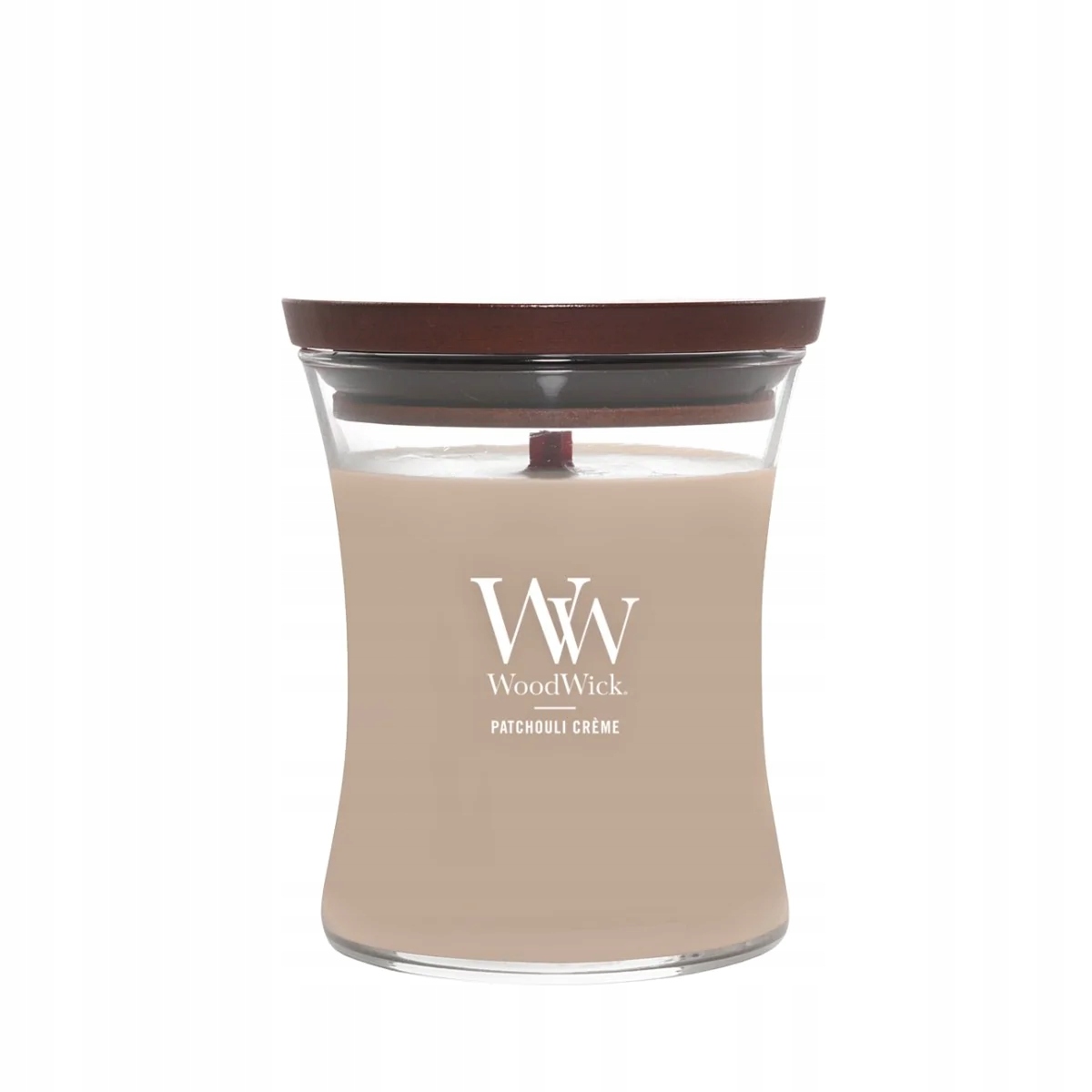 Vonná svíčka sójová Patchouli Creme Woodwick Průměr 275 g