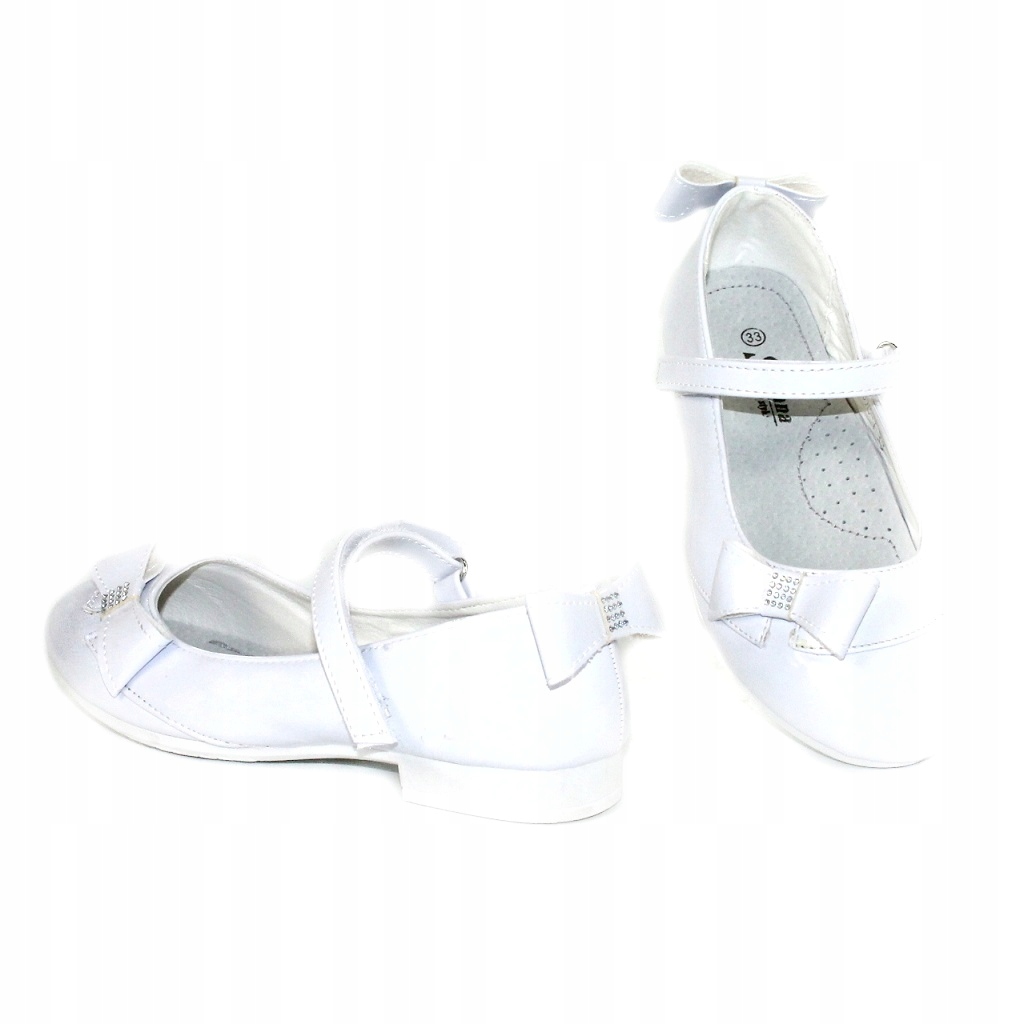 

Lakierowane Białe Balerinki Pantofle Z Kokardką 34