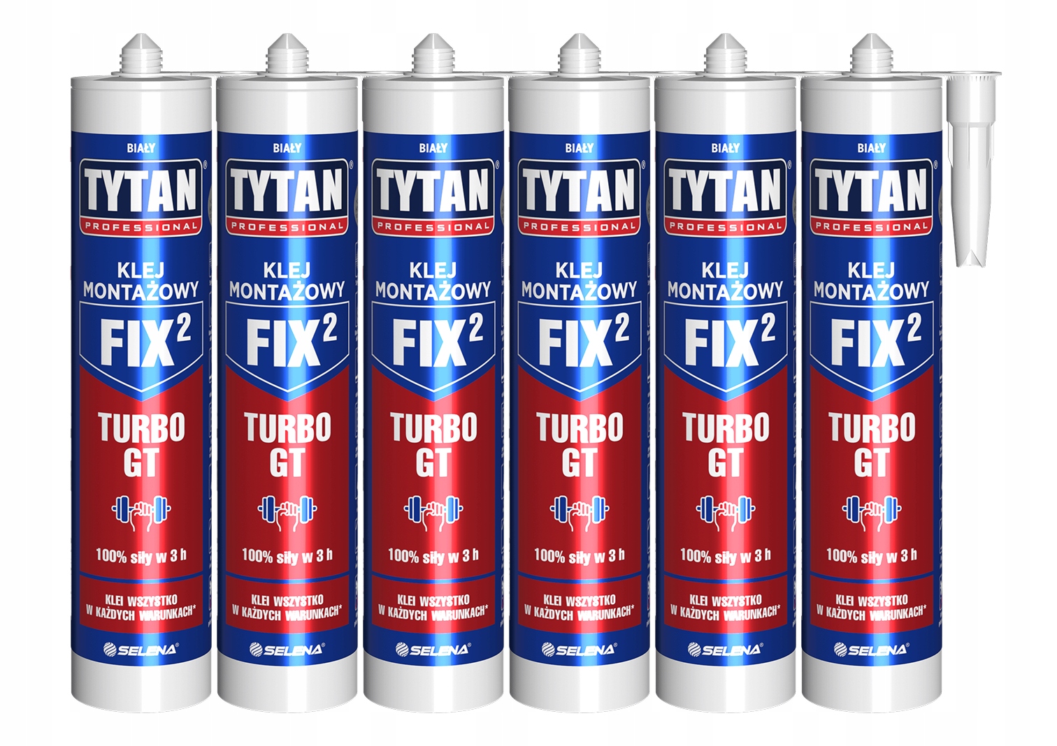 6xTYTAN Fix² Turbo Gt Klej Montażowy Biały 290 ml