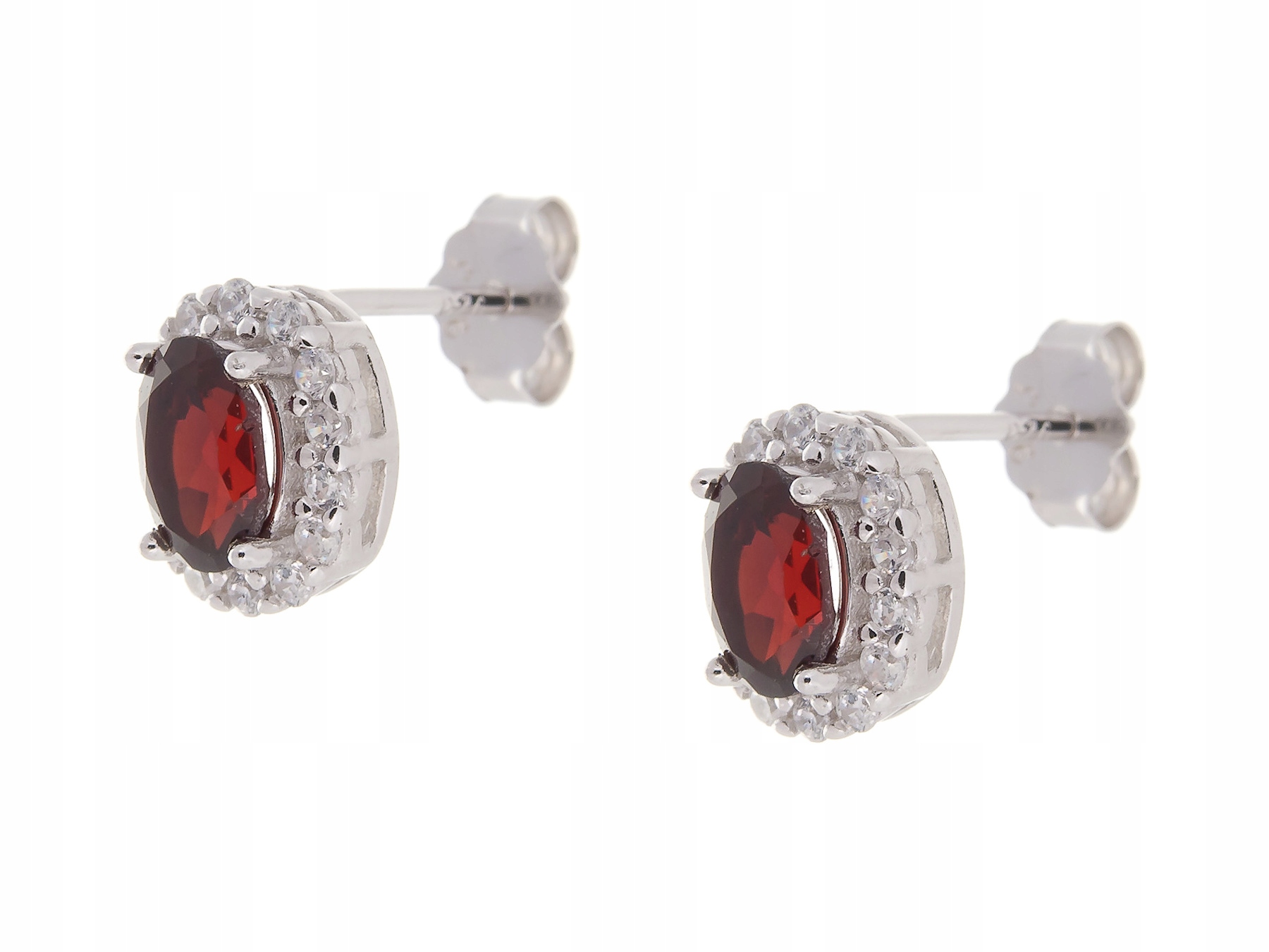 Stříbrné Náušnice Rhodiované Markýzy Přírodní Granát