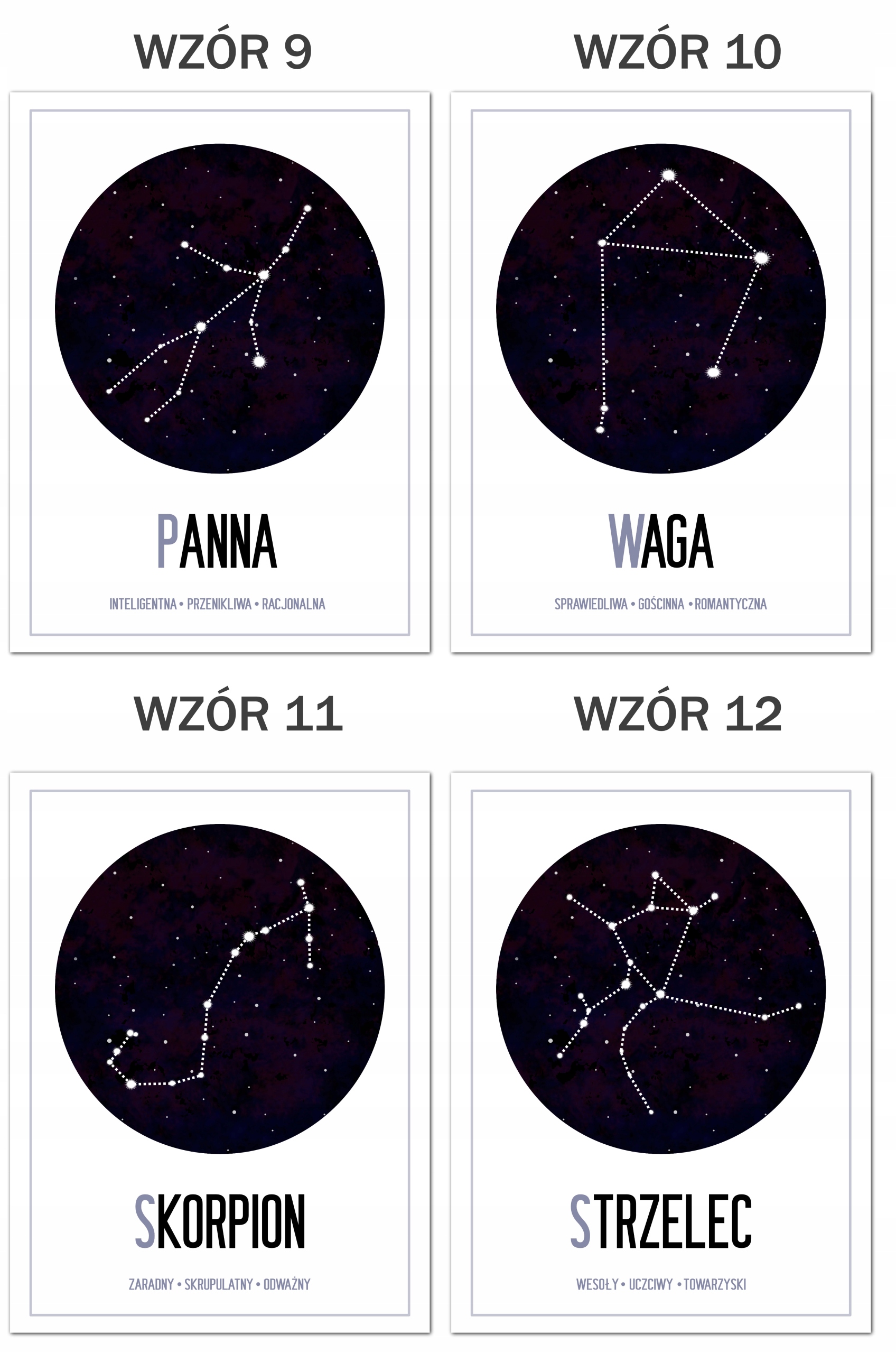 PLAKAT A4 ZNAKI ZODIAKU HOROSKOP ANTYRAMA PREZENT Liczba sztuk 1