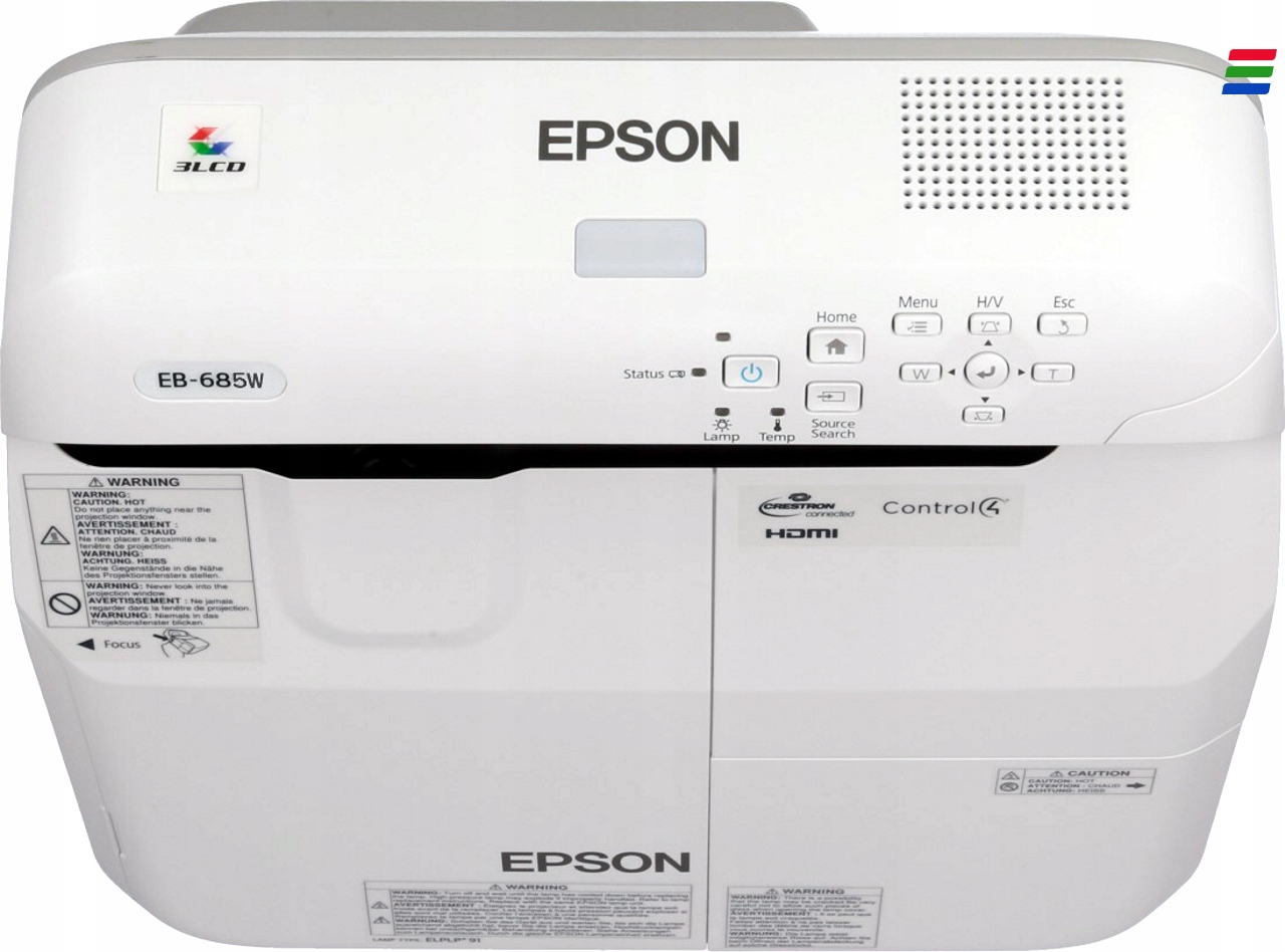 Projektor ultra-krótkoogniskowy 3LCD WXGA Epson EB-685W z uchwytem ściennym Jasność lampy (ANSI) 3500 lm