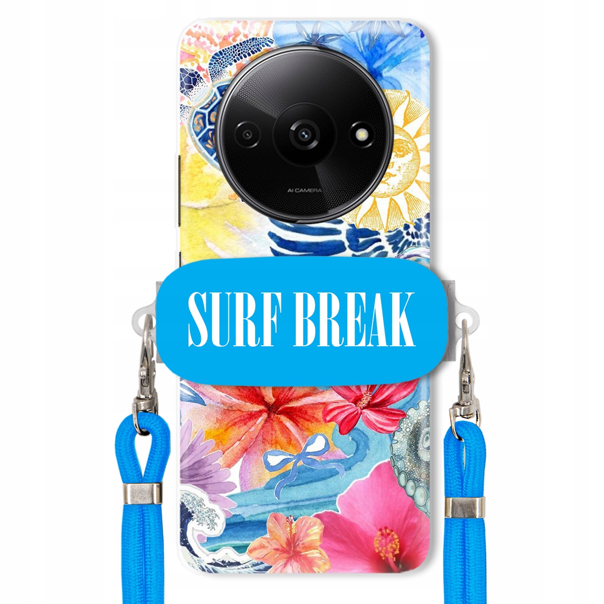 Puzdro pre Xiaomi Redmi A3 4G Crossbody Blue Držiak Surf Break na dovolenku