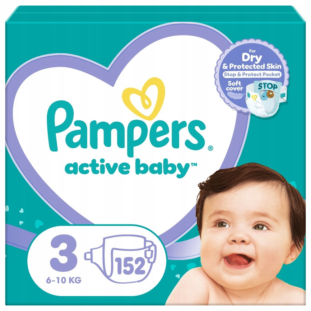 Pieluszki Pampers Active Baby pieluchy rozmiar 3, 6-10 kg, 152 szt
