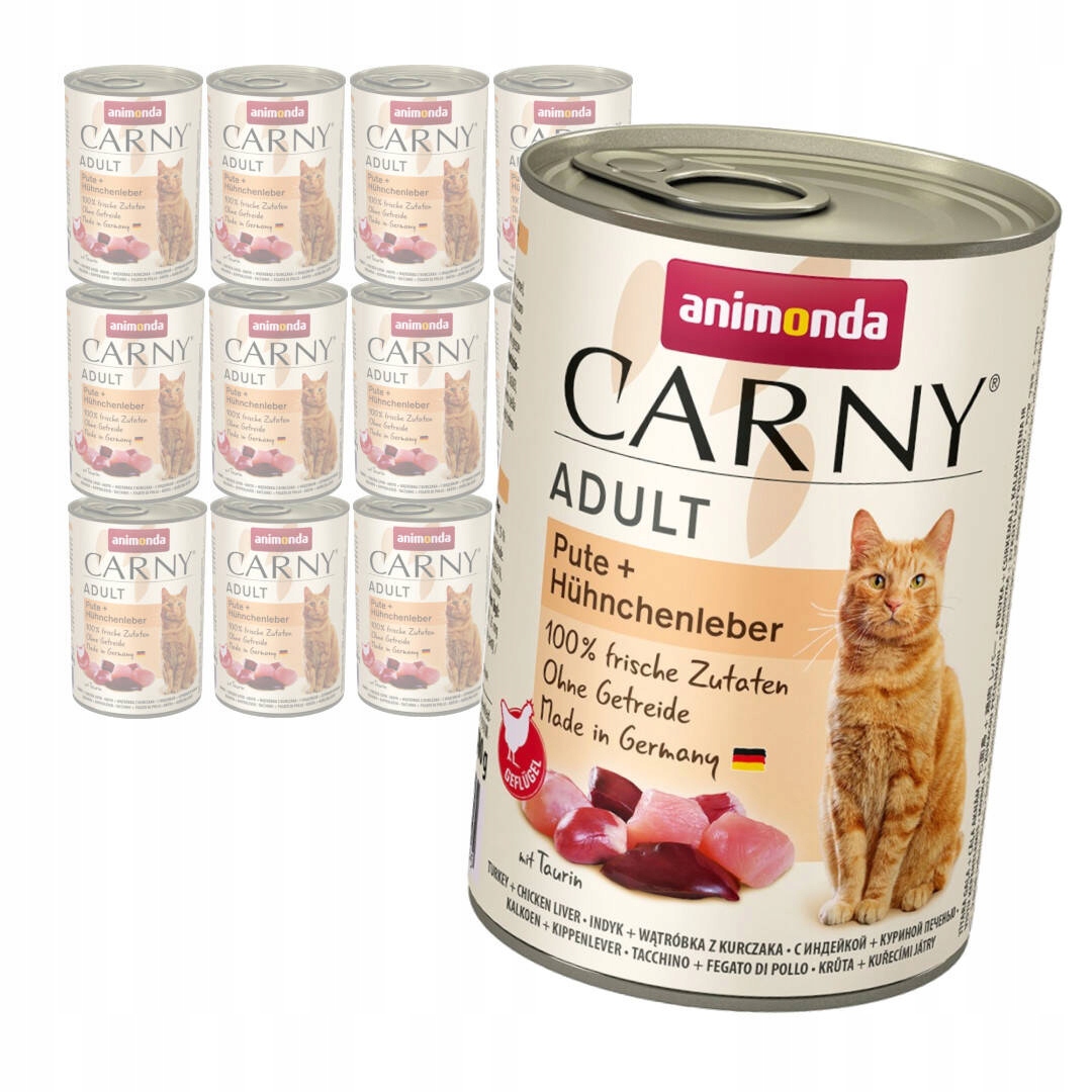 Animonda Carny Adult 12x400g Mokré Krmivo Pro Kočky Krůta s kuřecími játry