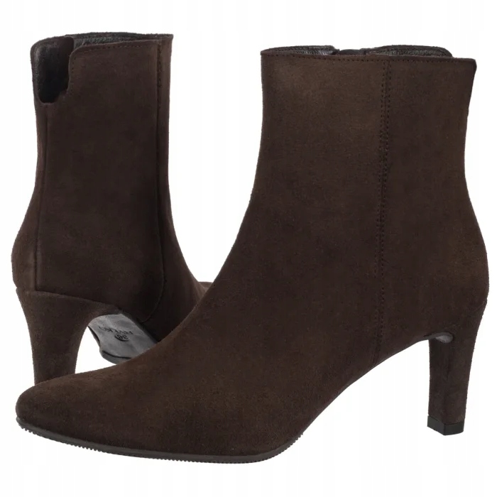 Kožené dámské Kotníkové Boty na podpatku Ryłko Hnědé F7VL1_T2 Brown