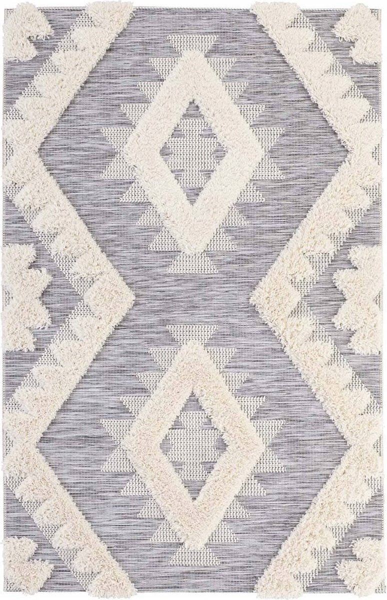 Koberec do obývačky 194 x 290 cm, plocho tkaný s krémovým vlasom