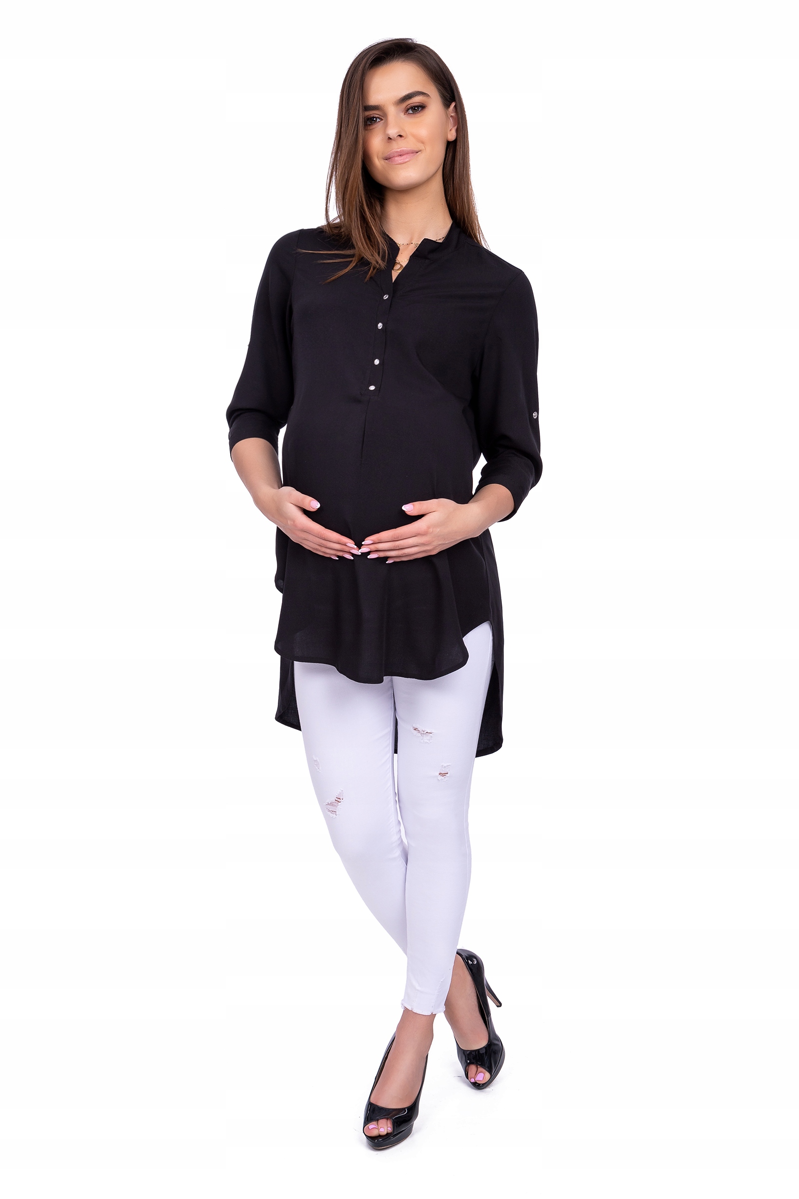 CIĄŻOWA DŁUGA ASYMETRYCZNA TUNIKA czarna*** R - 50 Marka Imperial