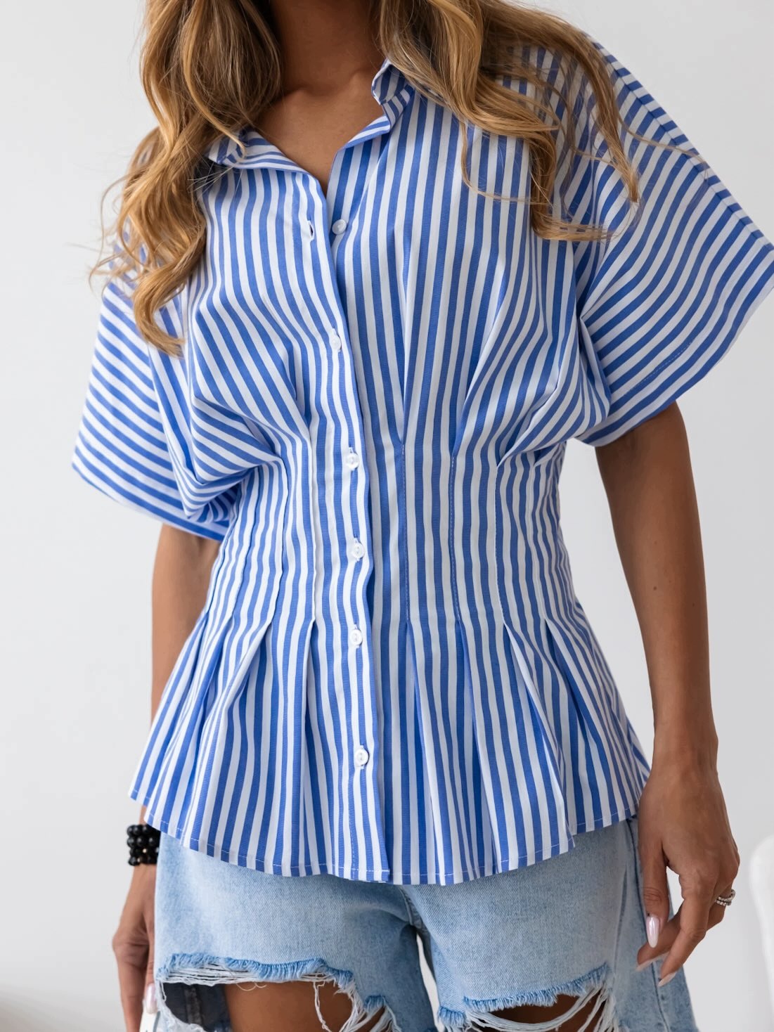 By O La La! Košile Vypasovaná Do Pruhů Bílá/denim S
