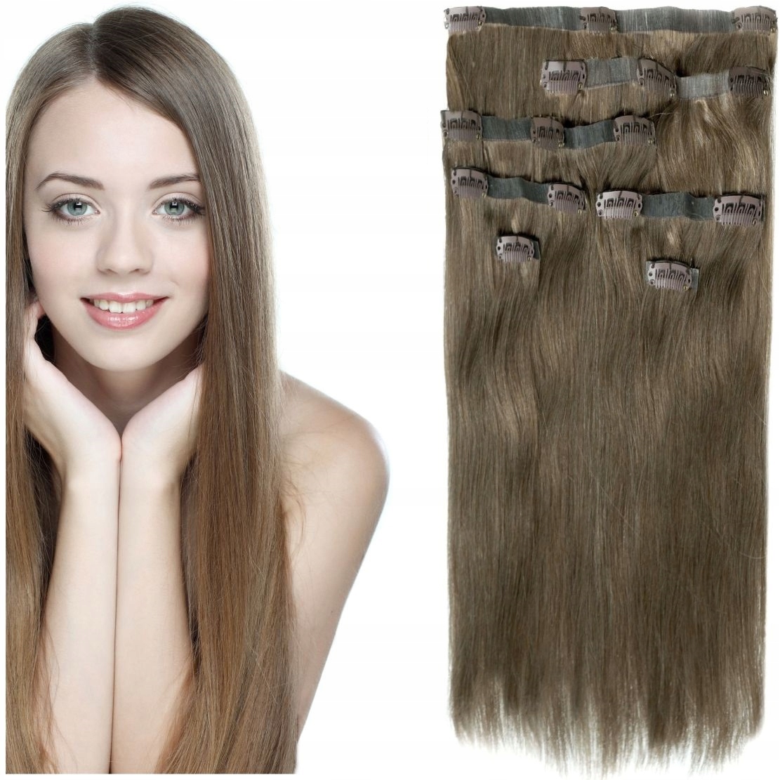 Bezešvé Clip-in Příčesek Do Vlasů 7 Pásků přírodní chladný blond 10