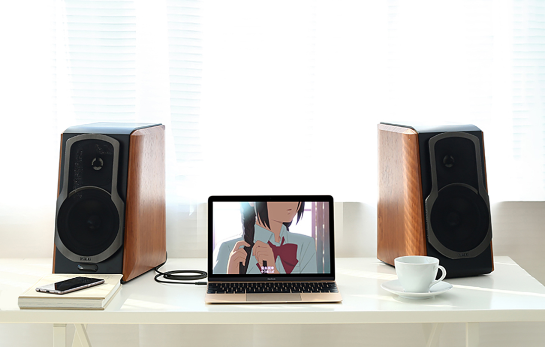 UGREEN POZŁACANY PRZEWÓD KABEL AUDIO AUX MINI JACK 3,5MM DO 2X RCA CINCH 2M Model UGREEN