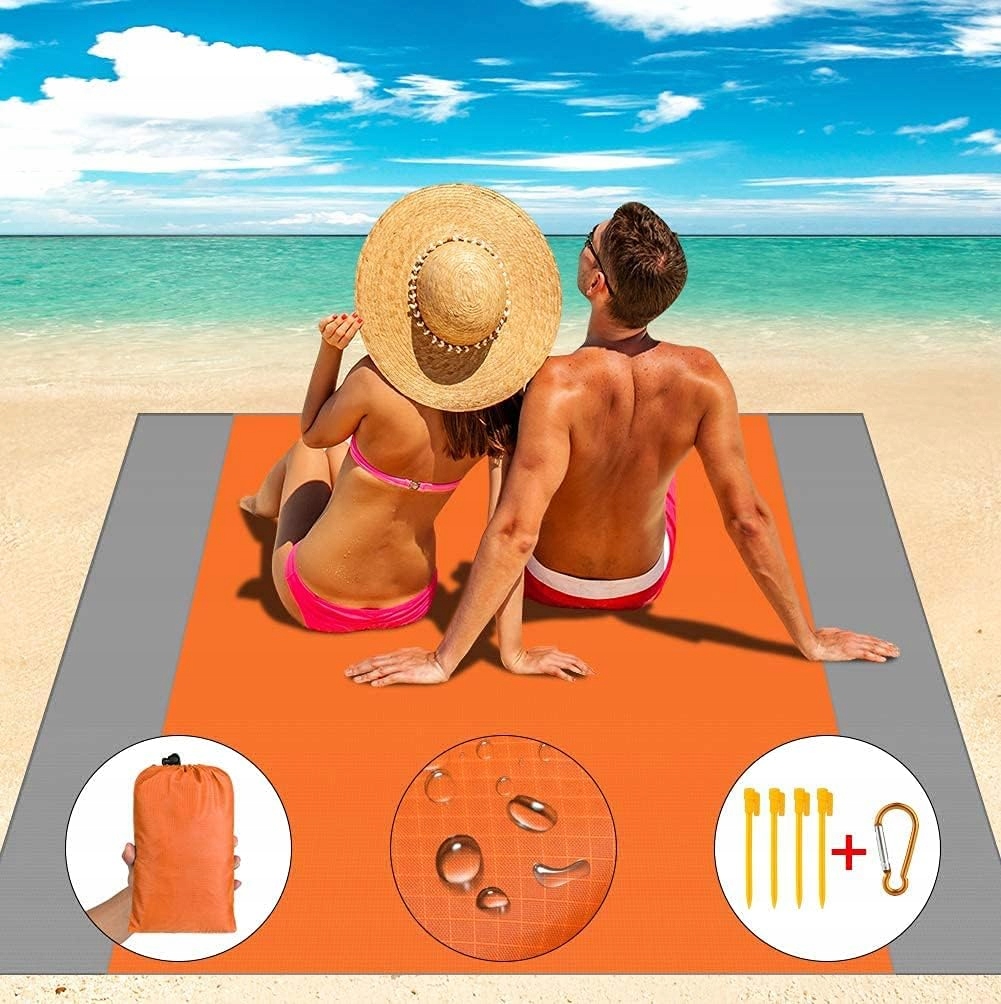 POMARAŃCZOWY KOC MATA PLAŻOWA 210x200 Piknikowa Kempingowa + Pokrowiec