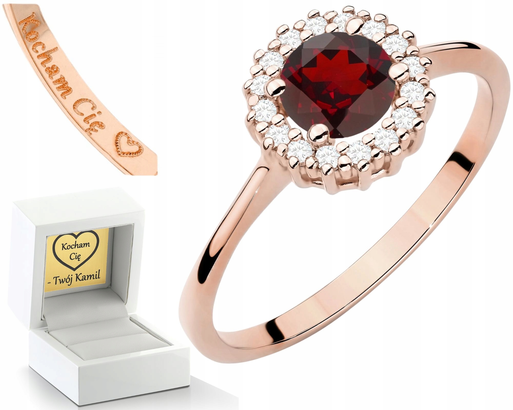 Růžový Zlatý Gravírování S Prstýnek A Diamanty, Gravírování Bonus , Dárek 585