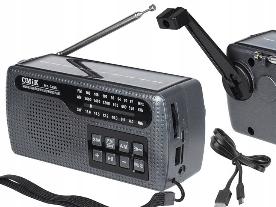 Głośnik przenośny CMiK z radiem FM, powerbankiem i latarką czarny 5 W