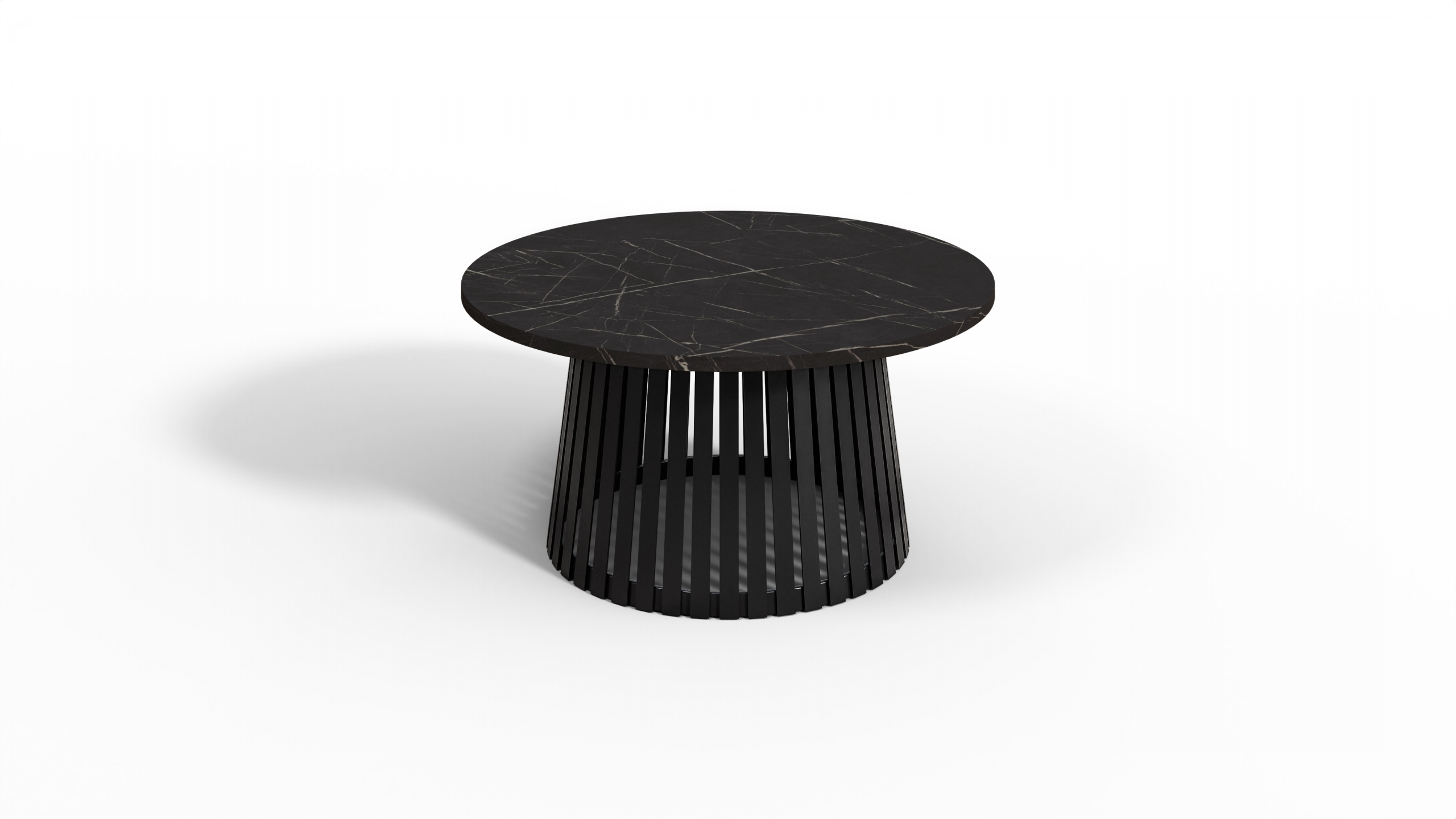 Kávový stolek Abel 75 cm mramor tmavý – moderní kulatý stolek do obývacího pokoje