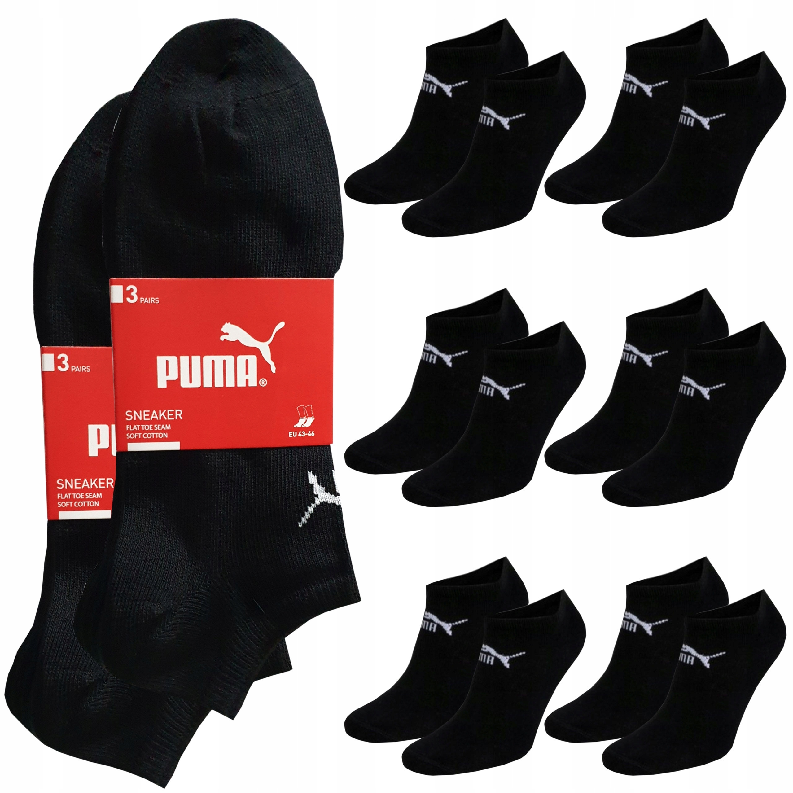 

Puma skarpety Sneaker stopki czarne 6pack r. 47-49