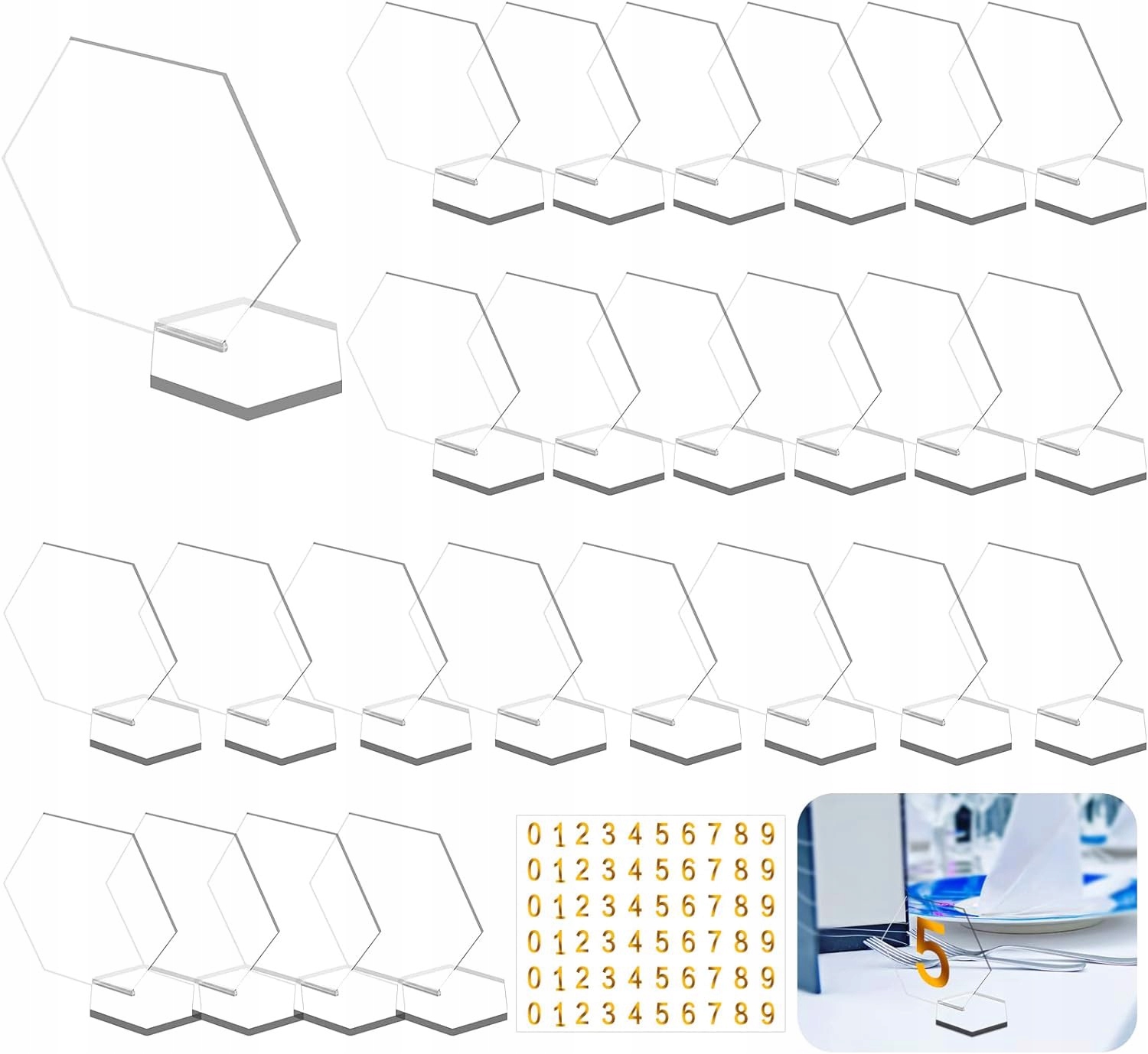 Przezroczyste Akrylowe Winiety na Miejsce 19szt