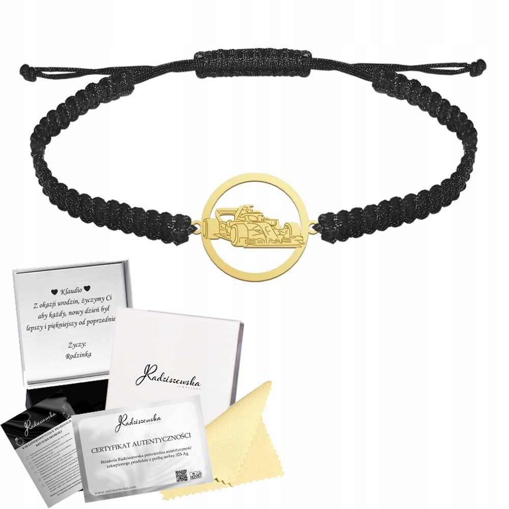 Pánský náramek Zlaté Ferrari Formule Formule 1 Dárek 925 Gravírování Bonus