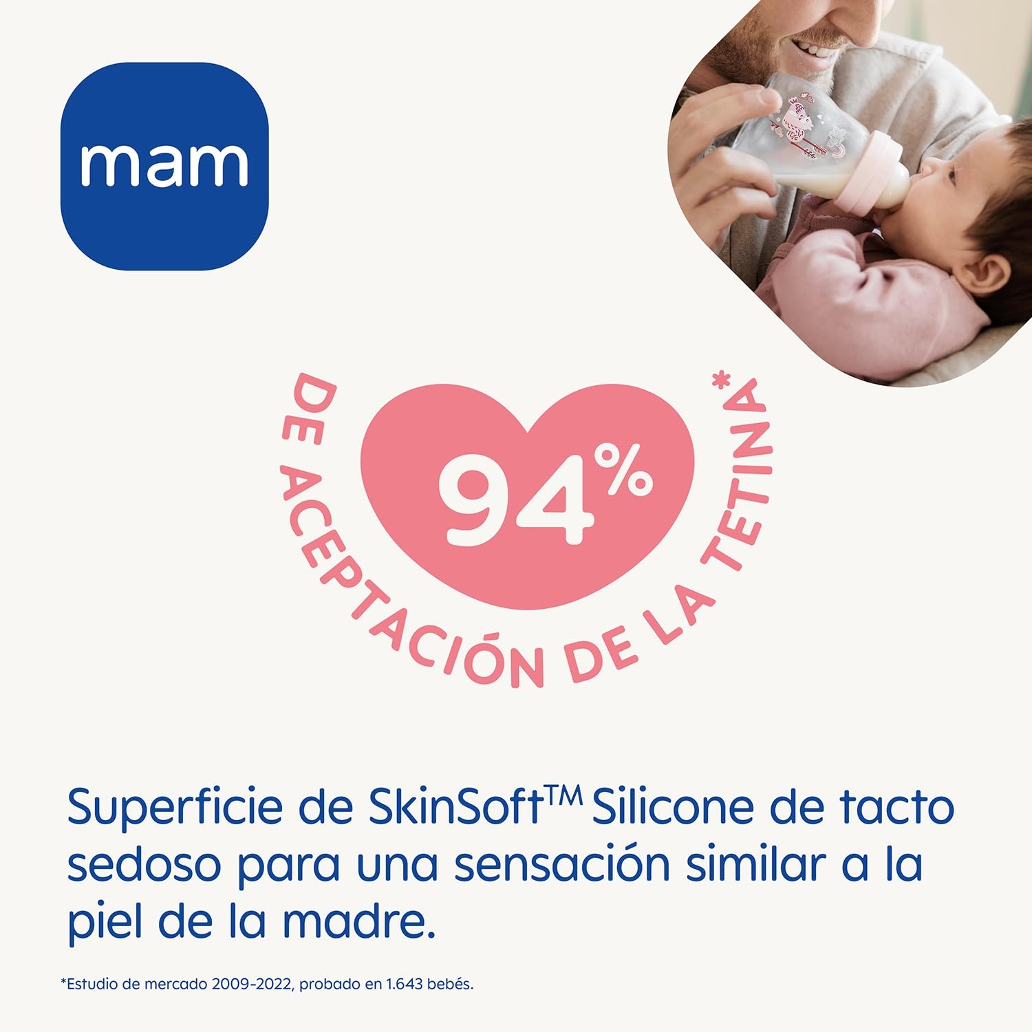 MAM Butelka Szklana Dla Niemowląt 90ml Niebieska Ultra Miękki Silikon — miniatura 3
