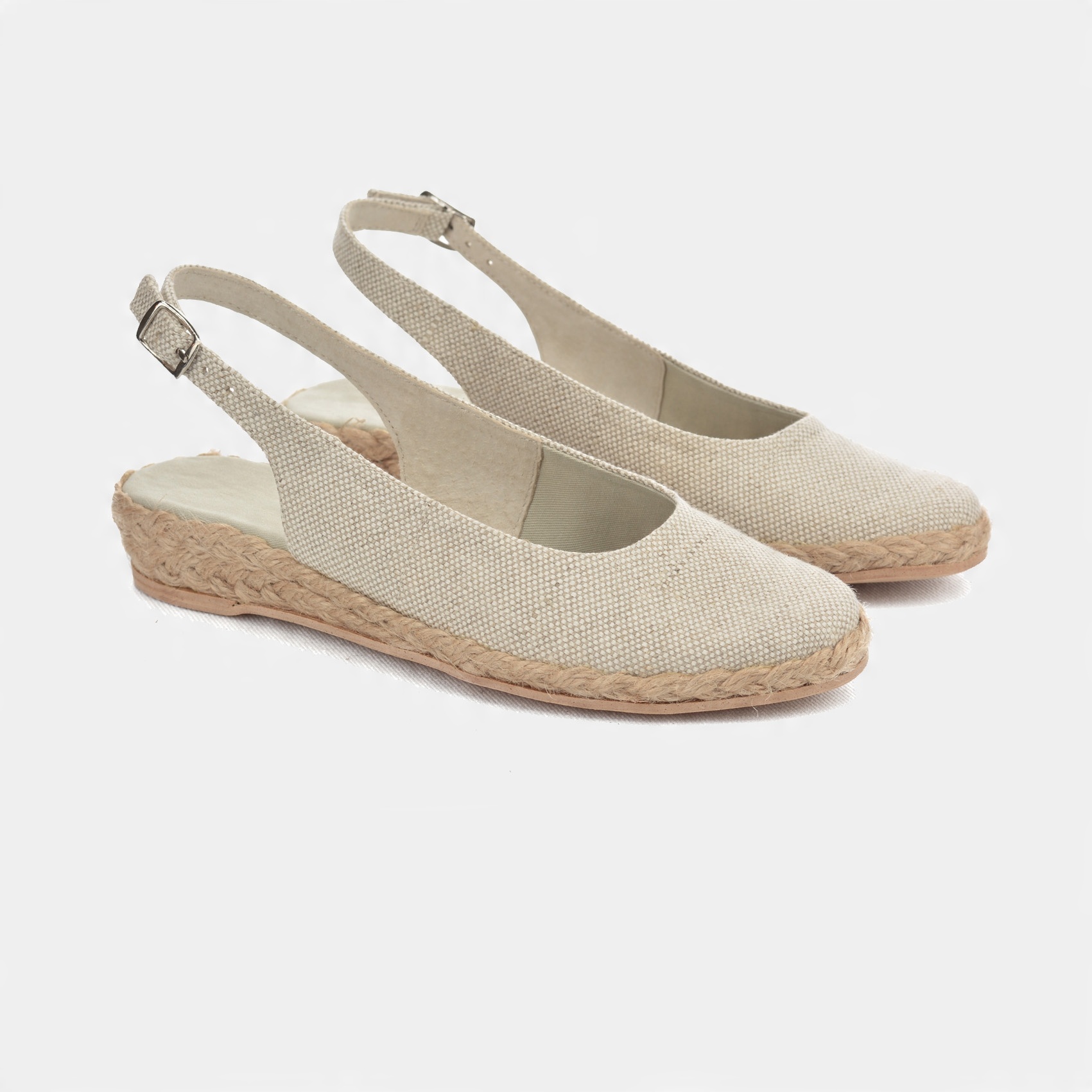 

Espadryle 3cm płaskie odkryte jasny len 38