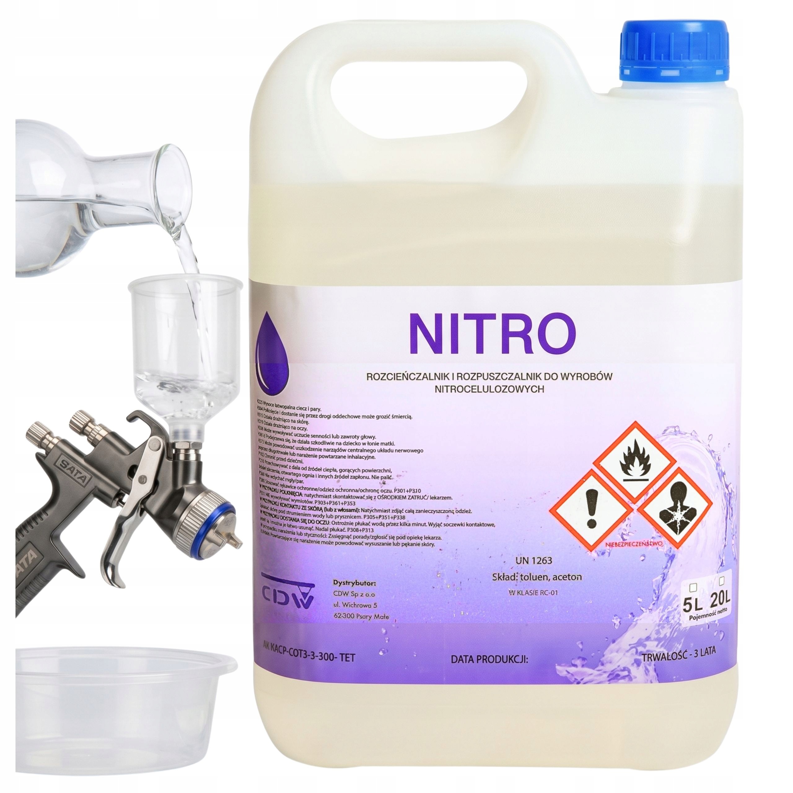 Rozpuszczalnik Nitro 5L Rozcieńczalnik Rc 01 Lakierniczy Czysty Bez Osadów
