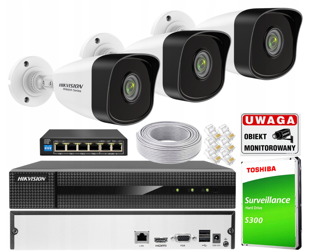 Vonkajšia Ip monitorovacia sada Hikvision 4Mpx 1T