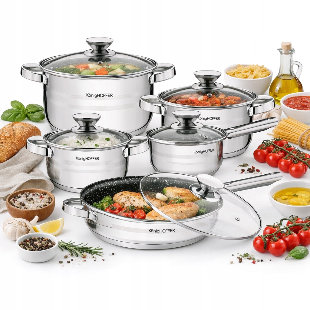 Sada Hrnec Rendlík Pánev Ocel Nerezové víko 10 Ele Indukční plyn