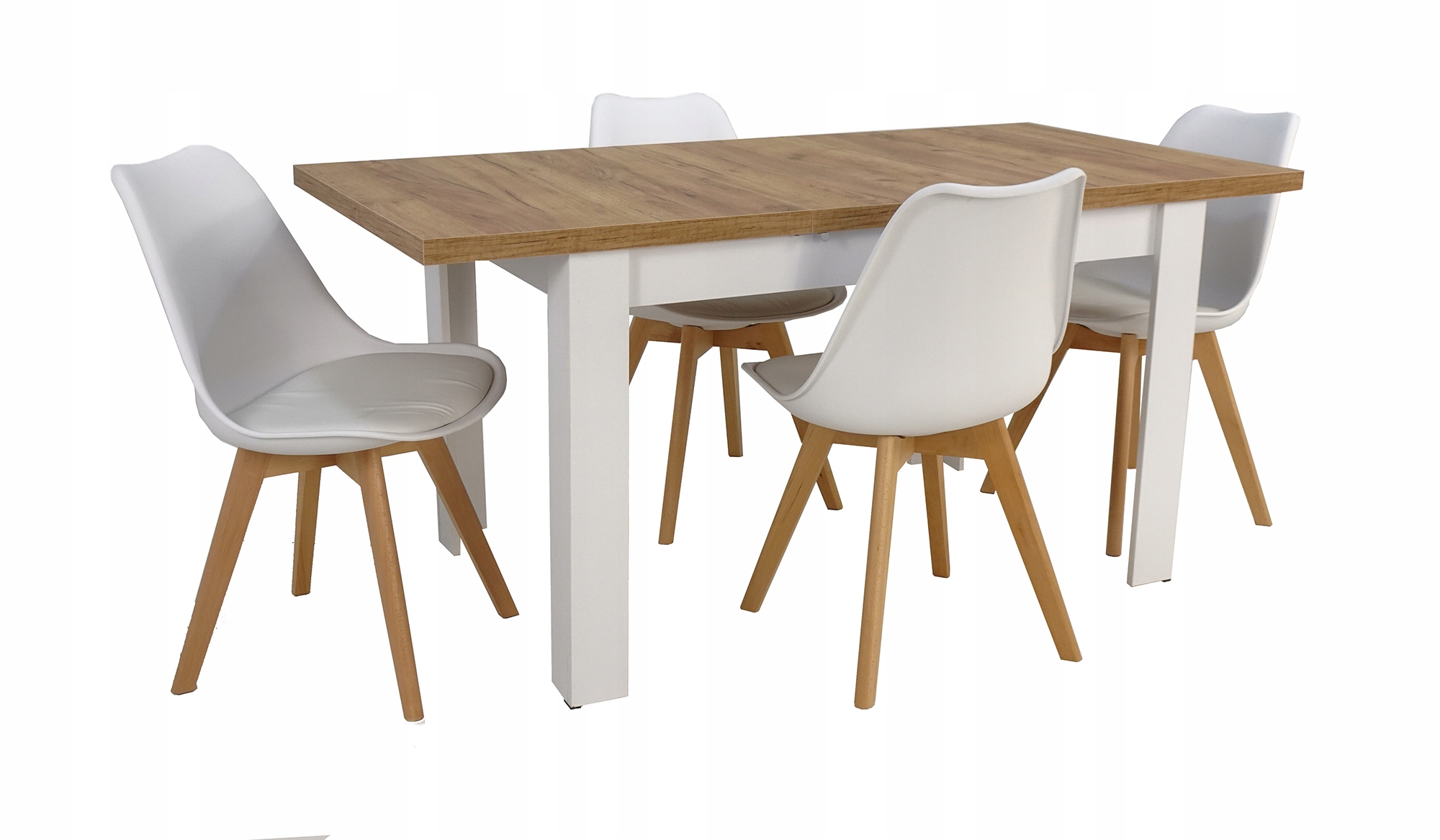 Stół z 4 krzesłami do jadalni Dąb Craft 80x120/160