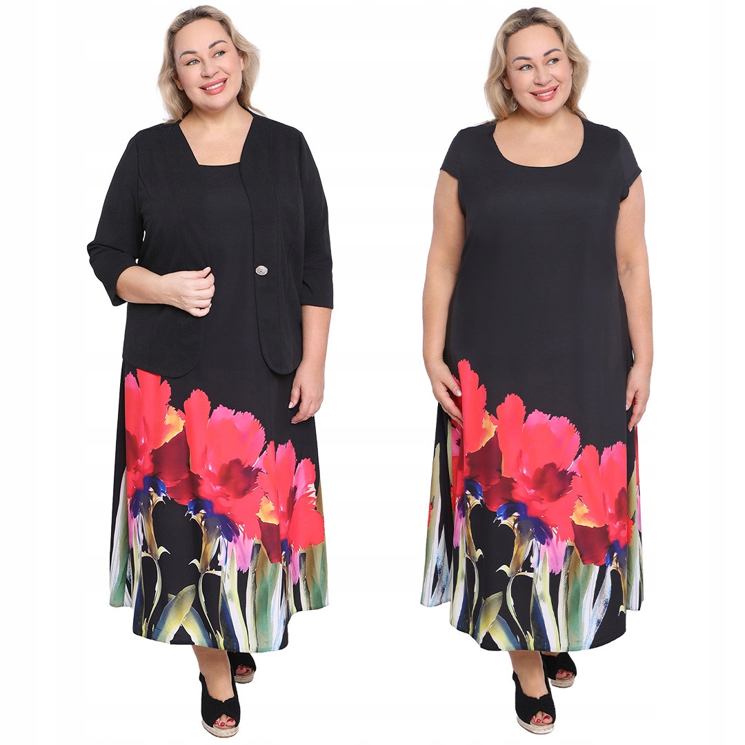 Černá šaty s červenými květy 50