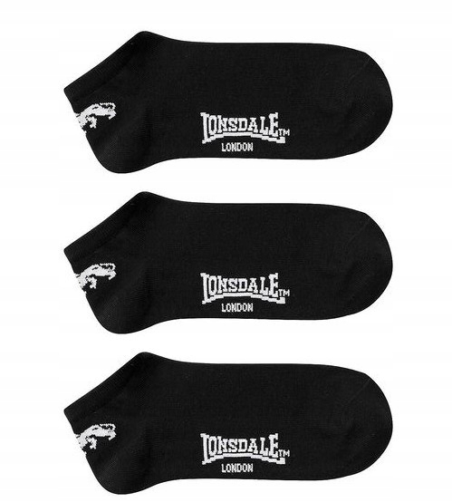 Skarpety stopki Lonsdale 36-39 czarne 3-pak 3szt damskie
