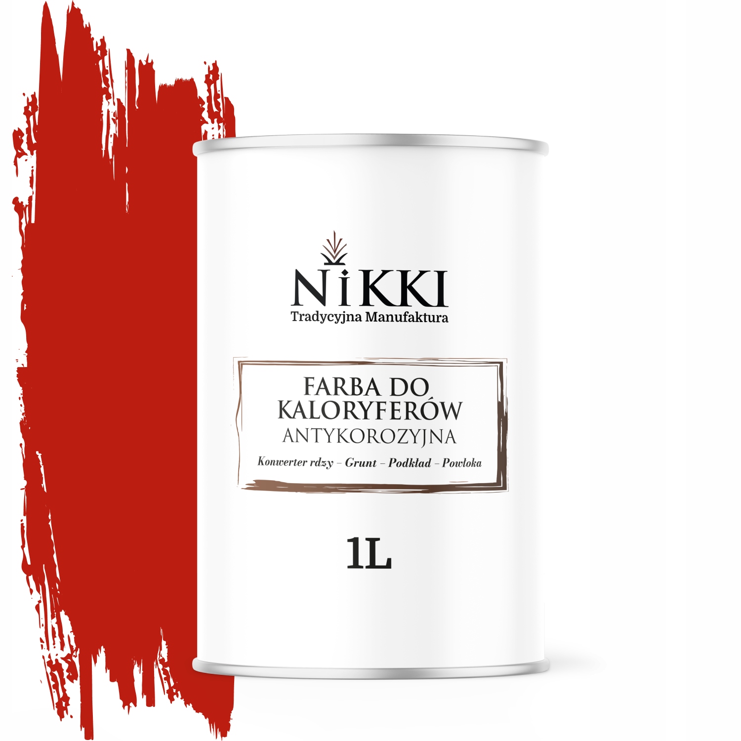Farba do Grzejników Antykorozyjna Odporna 1L Połysk Czerwony RAL3020 3w1