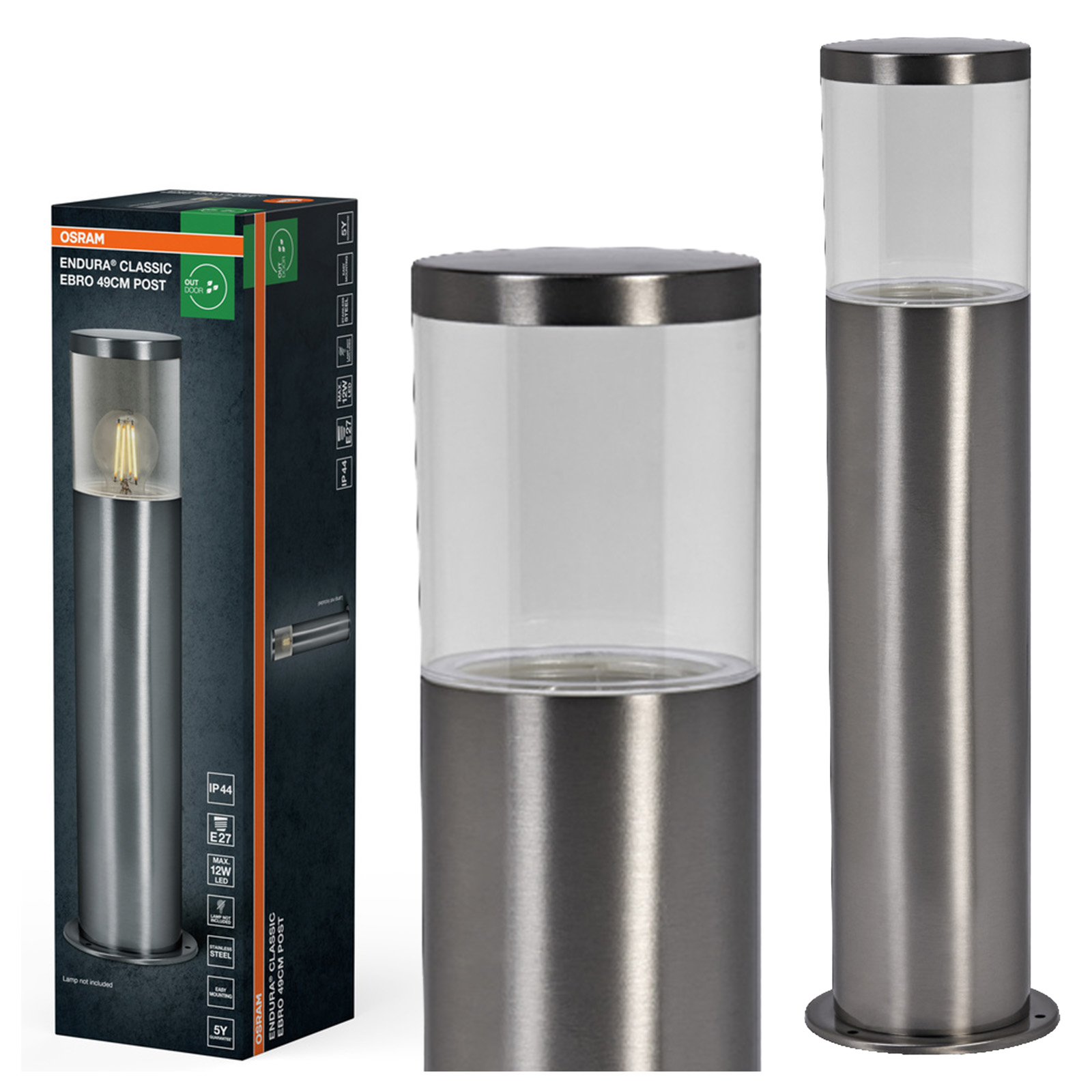 Záhradná lampa Vonkajší stojací stĺpik E27 hliník IP44 Endura Osram