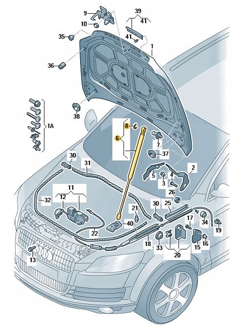 SILOWNIK GAZOWY MASKI PRZEDNIEJ AUDI Q7 07 15 ASO