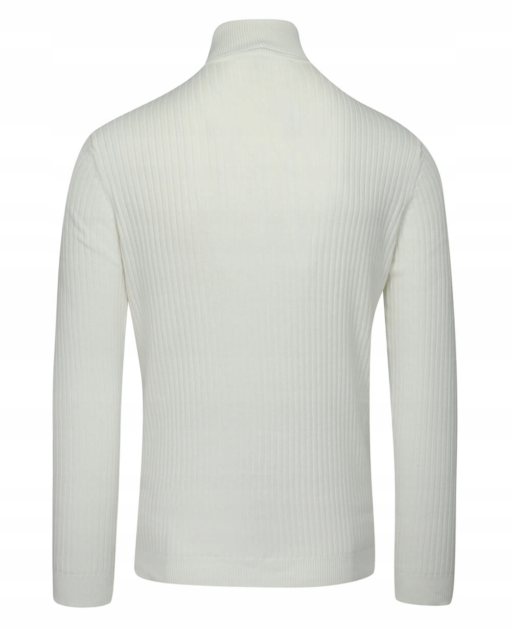 Biały (kość słoniowa) Prążkowany Golf SLIM - S Rozmiar S