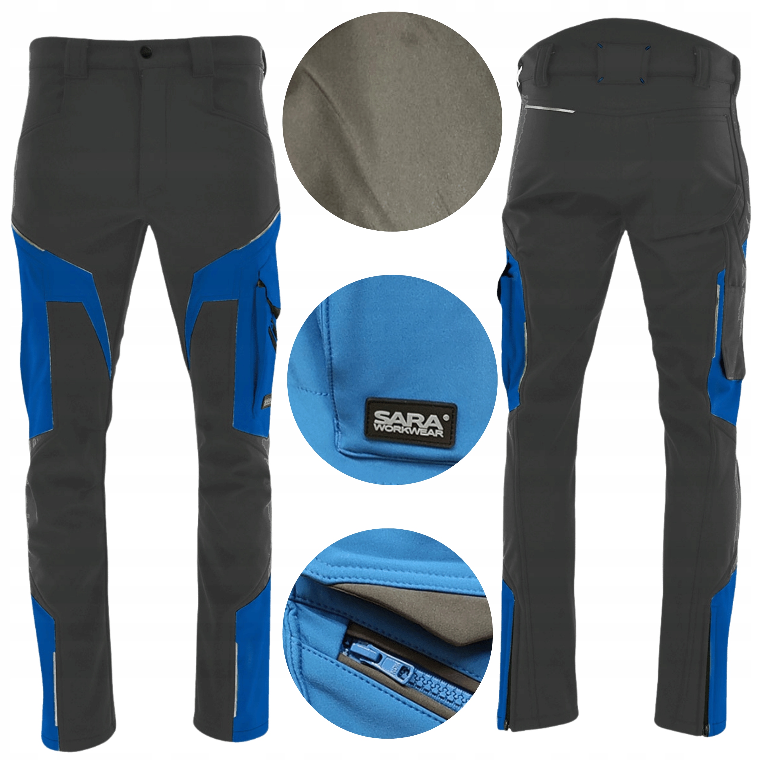 Spodnie Robocze Męskie Wodoodporne Ocieplane Mocne Odblaskowe Do Pasa 2XL