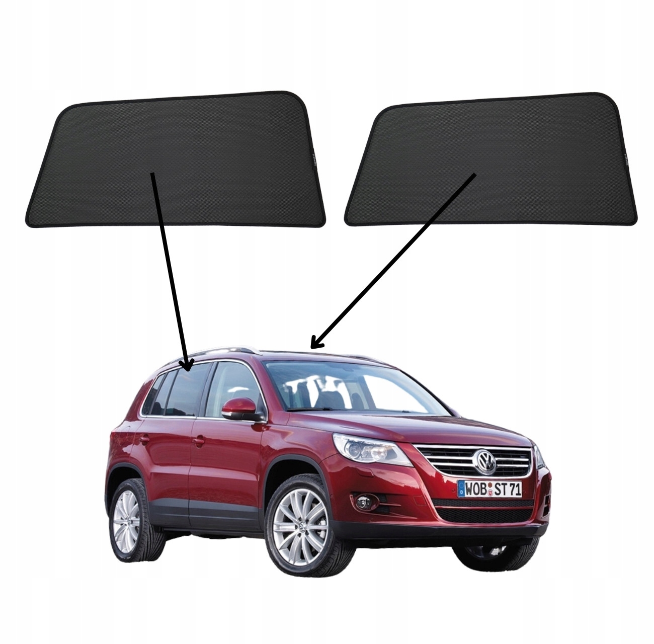 Protislnečné clony do Vw Tiguan I, 2007-2016, magnety, sada 2ks